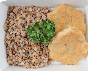 Оладьи из цыпленка с гречкой и грибами